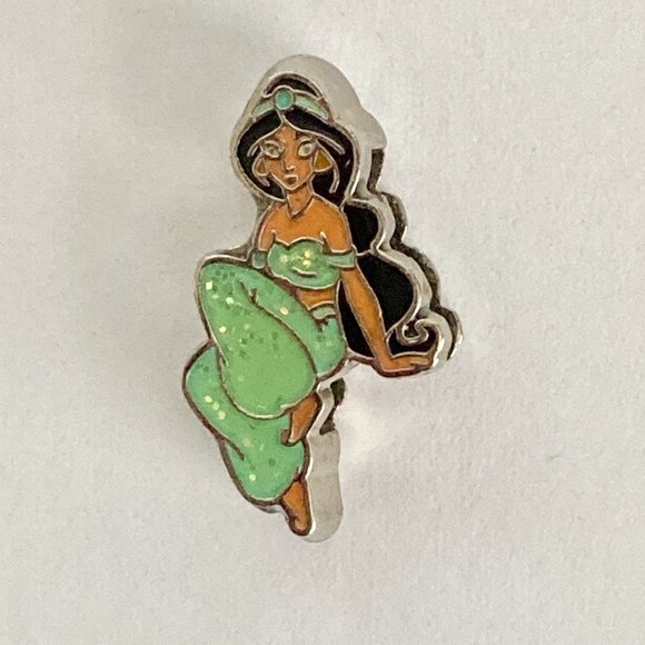 Vintage Disney Princess Jasmine Slider Charm Aladdin Signed Silver Tone Enamel - Picture 4 of 12